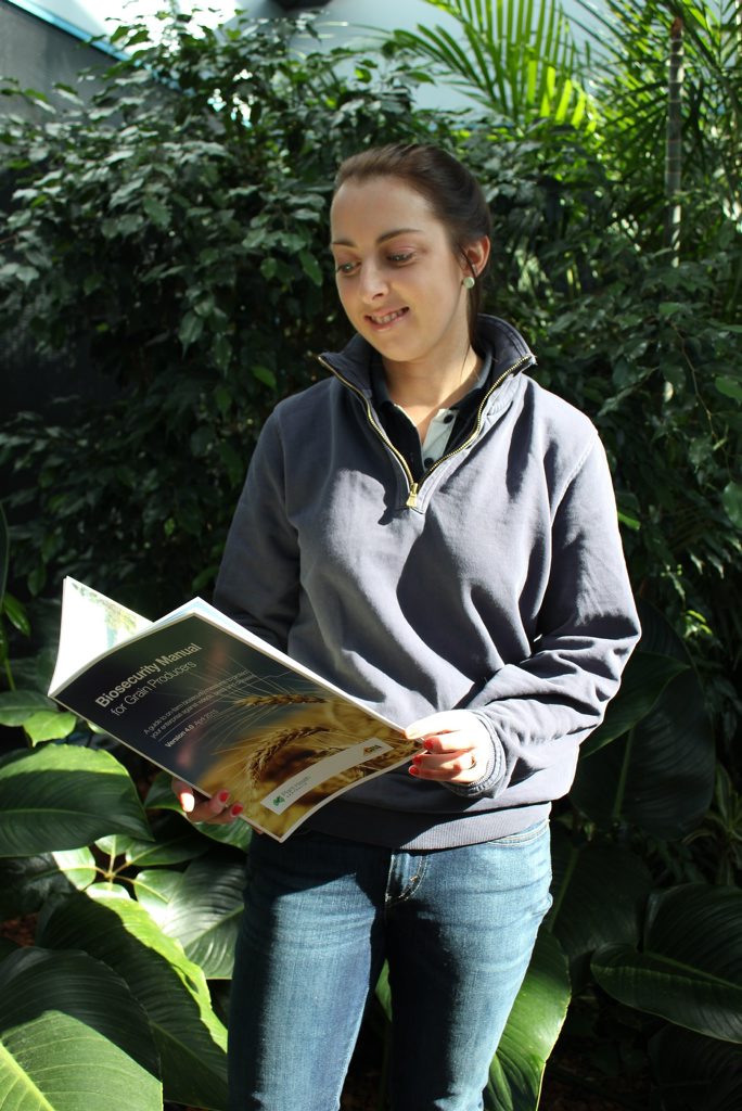 DPI Grains Biosecurity Officer, Rachel Taylor reviews the new biosecurity manual for grain growers. DPI Grains Biosecurity Officer, Rachel Taylor reviews the new biosecurity manual for grain growers.
